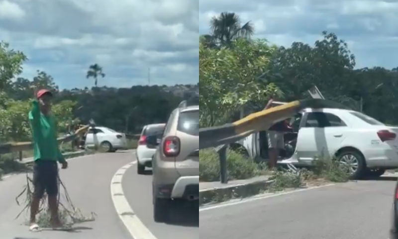 Acidente grave prende motorista nas ferragens na Avenida das Torres; assista ao vídeo