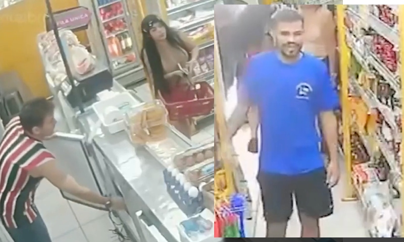 “Homem é flagrado agredindo esposa em supermercado enquanto clientes apenas observam; assista ao vídeo”