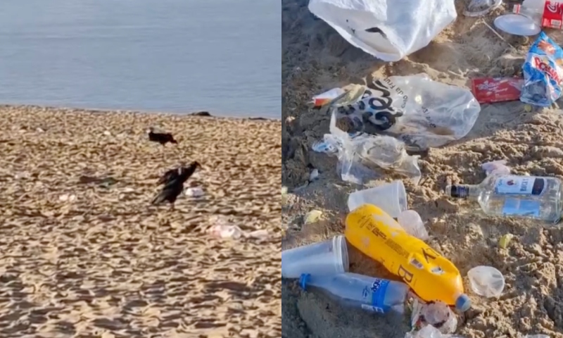 Praia da Ponta Negra vira “Lixão a céu aberto” após movimentado fim de semana em Manaus; confira vídeos